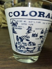 Vintage 1950’s frosted State of Colorado glass Jigger Souvenir Rocky Mountain