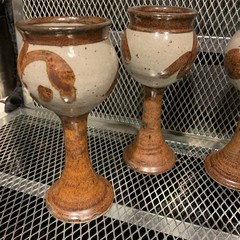 Studio Art Pottery Goblets Glazed Stoneware Handmade Set of 4 Christ Church Wine