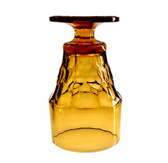 Anchor Hocking Georgian Glass Paneled Goblet Footed Tumbler Amber Gold 5.5″