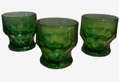 Vintage Mosser Glass Emerald Green Georgian Honeycomb 3 inch Tumblers – Set of 3