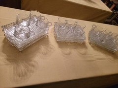 Lot 24pc Hazel Atlas Orchard Crystal Ball Rib Snack Set 10 Trays 14 Cups