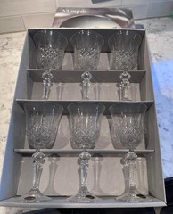 6 vintage Bohemia Crystal Marquis wine glasses dining holiday 170 ML 7 in tall