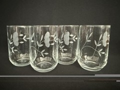 Vintage Princess House Heritage 4oz Juice Glasses Etched Floral Set of 4