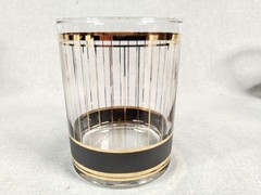 Culver Double Old Fashioned Glasses DEVON BLACK 22k Gold Set of 4 Made In USA