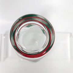 Libbey Christmas Double Old Fashioned Glasses 12oz Set of 6 Green Tree Red Band