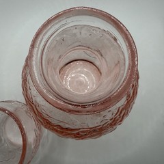 VTG Pink Depression Glass Floral Tumble Up Bedside Water Carafe Decanter & Glass