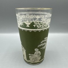 Jeanette Hellenic Green Jasper Tumbler Water Glass 5″ Mid Century Replacement