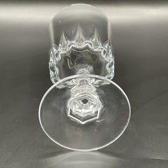 Vintage Crystal Water Goblet Clear Stemmed Glass Faceted Stem 6.5” Unmarked