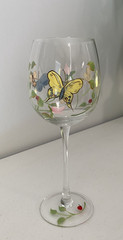 Butterfly Meadow Handpainted Wine Glass by Lenox Blown Glass