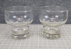 2 Vintage Glass Pedestal Tumblers Mid-century Modern Juice Cups