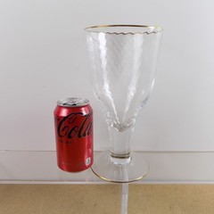 10 Carlo Moretti Murano Glass C84 Large Crystal Glass Goblets Swirl Gold Edge