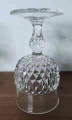Vintage Indiana Glass Clear Diamond Point Water Tea Wine Goblet Set Lot 5