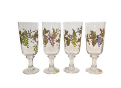 Block Crystal NAPA VALLEY Iced Tea Glasses, Grapes, X4 NIB Ice Stem Handpainted