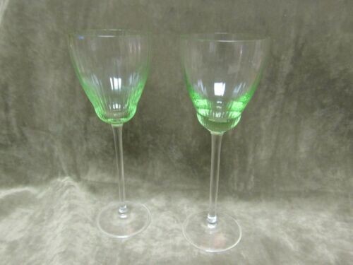 IVV Crystal Italy Juliette / Giuletta Green Fine Rib Optic Wine/Water Glass Pr
