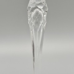 Amethyst Crystal Cut to Clear Starburst 8″ Air Bubble Stem Hock Wine Glass