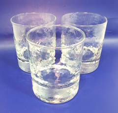 Durobor Belgium Glace Hammered Textured Old Fashioned Glasses 10 oz Set of 3