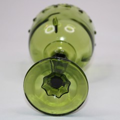 VINTAGE Indiana Glass Olive Green Tear Drop Pattern Goblet Cup Compote Glass