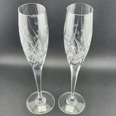 NWT Set Of 2 Mikasa Crystal English Garden Champagne Flutes 10-3/4”