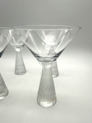 Vintage Roost San Francisco Clear Wide Rim Martini Glasses Set Of 4 Frosted Stem