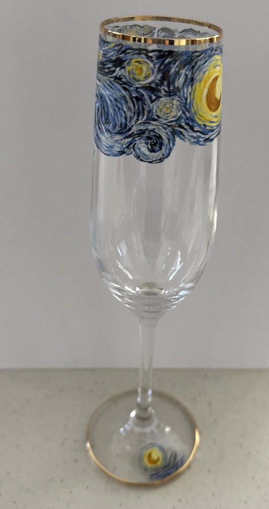 Van Gogh Starry Night Champagne Flute Toasting Glass Art Impressionists
