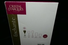 Cristal D’Arques Enchante Water Goblets 4 Cut Clear 8 5/8″ T 10 Oz Cap IB c 2010