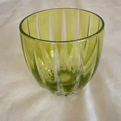 WILLIAM YEOWARD LIME GREEN CASED CUT TO CLEAR WHISKEY SCOTCH ROCKS