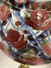 MacKenzie-Childs Circus Rose Arbor Hand Painted Wine Goblets Set 6 Vintage B16