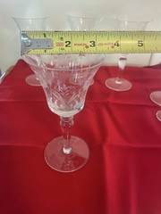 Etched Crystal Champaign Wine Glasses Stemware 6 Oz Set of Four And one 2 Oz