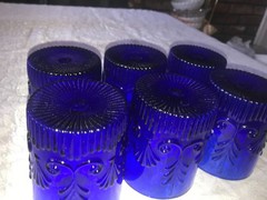 Set of 6 PILGRIM Glass ADAMS Cobalt DOUBLE OLD FASHION 16oz ROCK Whiskey TUMBLER