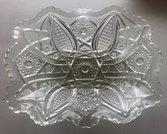 VTG Glass Clear Heavy Art Glass Deco Fruit Candy Dish Bowl Rectangle Shape