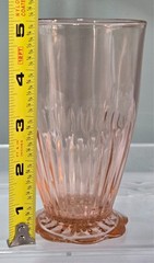 Set of 4 Anchor Hocking Old Colony Lace Edge Pink 5″ Footed Tumblers 1935-38