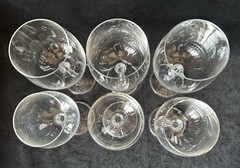 Bohemia Crystal «Isabelle» Water & Wine Glasses Faceted Stem Set of SIX