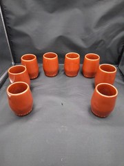 Set of 8: Vintage Lancers Terra Cotta Wine Cups, Brown Glaze, 1970s, Ceramic Mug