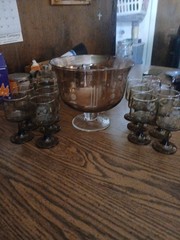Vintage Libbey Tawny Goblet Smoke Brown With Bowl