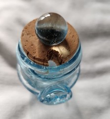 Vintage Biot Blue Glass Bubble Small Apothecary Jar