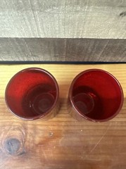 World Market Red Fizz Design 2 Heavy Blown Glass Tumblers 5 3/4″ x 3”