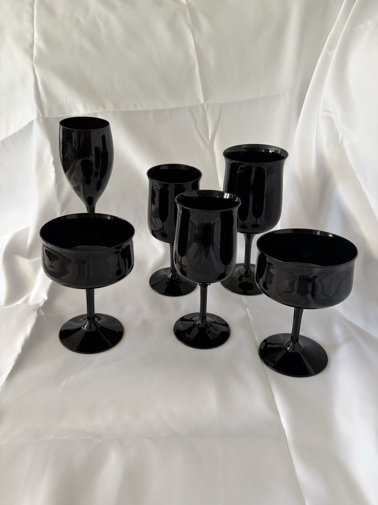 Lenox Midnight Mood Set of 9 Glasses, Hand Blown Vintage. Various Sizes.