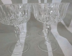 Vintage Clear Pressed Cut Glass Champagne Coupe Sherbet Glasses Set of 4…