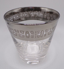 Atomic Silver Band Rocks Lowball Tumbler Glasses MCM Canonsburg Temporama Set 9