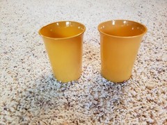 8 VTG HAZEL ATLAS MODERNTONE PLATONITE MILK GLASS TUMBERS SMALL GLASSES RETRO