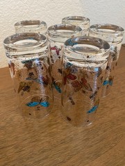 Georges Briard Butterfly Highball Tumblers Set of 6 Unsigned