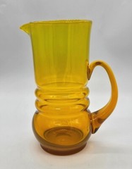 7pc MCM Lucyna Pijaczewska Poland Art Glass Jug Glasses Yellow/Orange *GLOWS