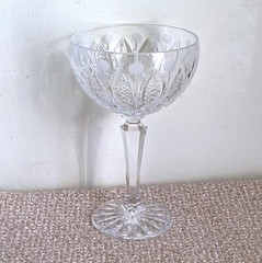 Russian Soviet USSR 6 5/8″ Tall Cut 24% Lead Crystal Champagne Sherbet Glass
