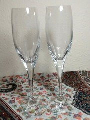 czech republic heavy cut crystal champagne flutes (set of 2),10 inches