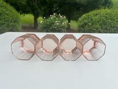 Vintage Pink Libbey Facets Lowball Glasses Set of 4 Retro Blush Bar Cart Decor