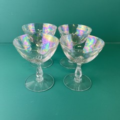 4 Fostoria Drink / Sorbet Stemmed Glasses Iridescent Delicate Classy Vtg