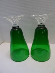 Anchor Hocking Forest Green Bubble Water Glass Goblets 6-5/8″ set of 4