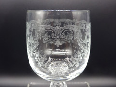 Cascade Etched Ball Stem Wine 5 1/2″ Goblet Vintage