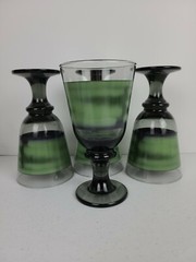 4 Libbey Rock Sharpe NOVA BROWN Green and Smokey Water Goblets 7″ Tall Glass EUC