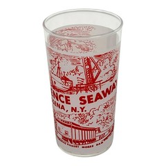St. Lawrence Seaway Massena NY Scenic Souvenir White Glass Tumbler Unmarked